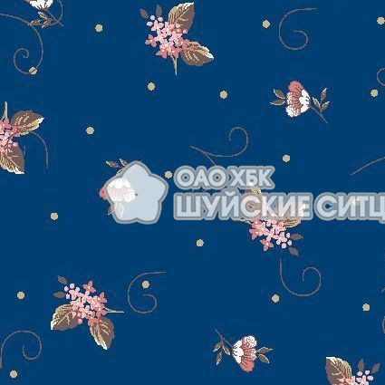 Ткань ситец Полина 80 см Букеты на синем 93262