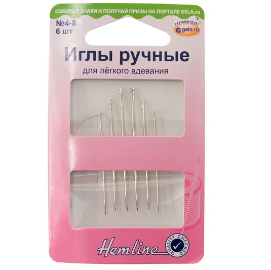 Иглы ручные для лёгкого вдевания №4-8 6 шт Hemline 216.48 Иглы ручные для лёгкого вдевания №4-8 6 шт Hemline 216.48
