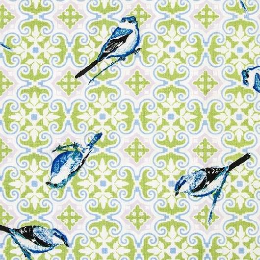 Ткань Gutermann Notting Hill салатовый узор птицы