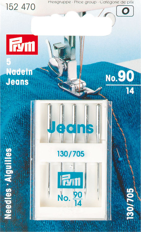 PRYM Специальные иглы д/швейных машин с плоской колбой, №90, ДЖИНС, 5шт 152470